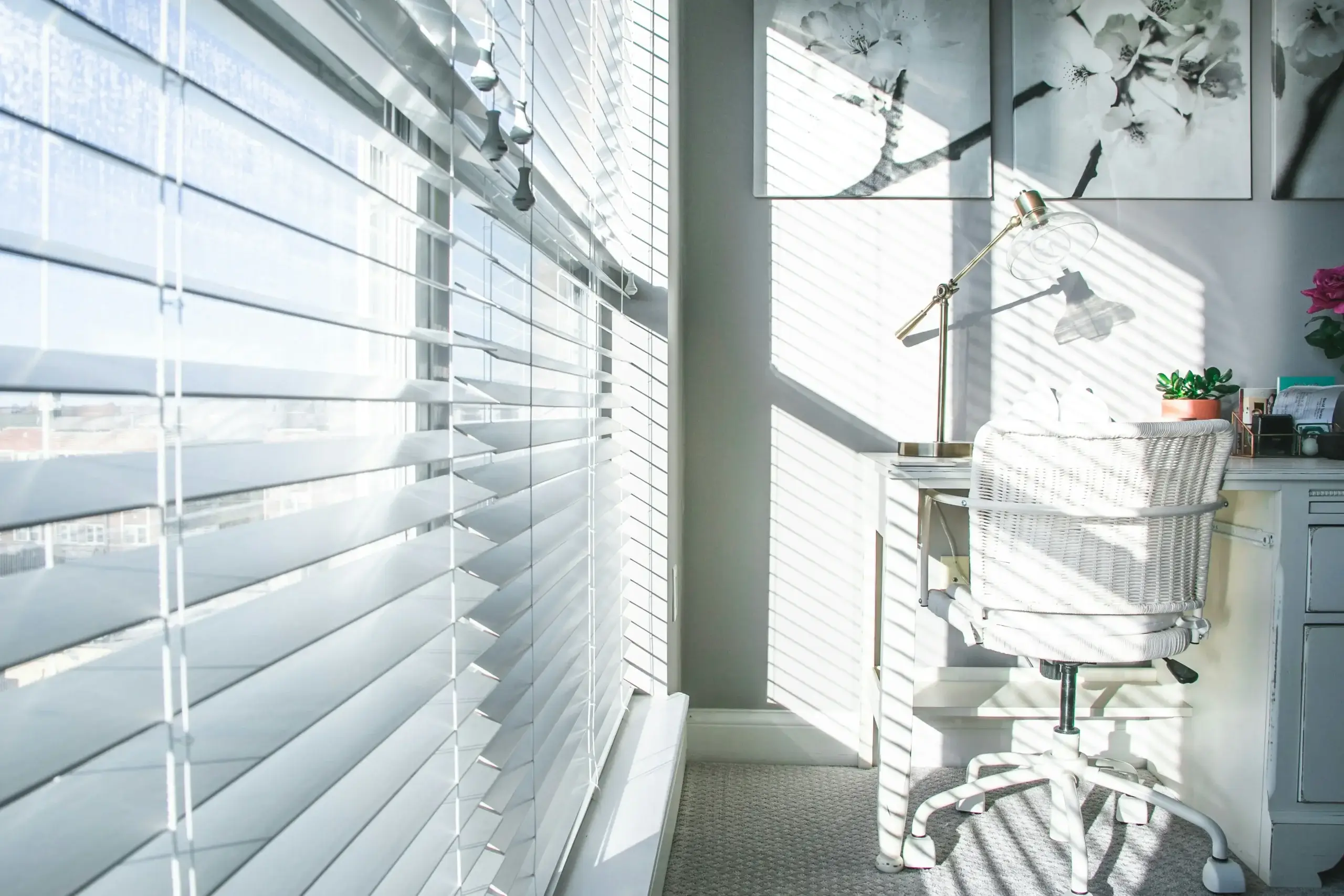 White blinds in living space